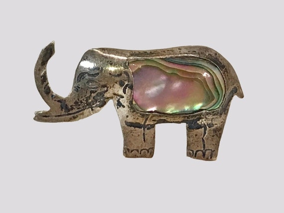 Vtg 925 Sterling Silver Elephant Brooch Marked Me… - image 2