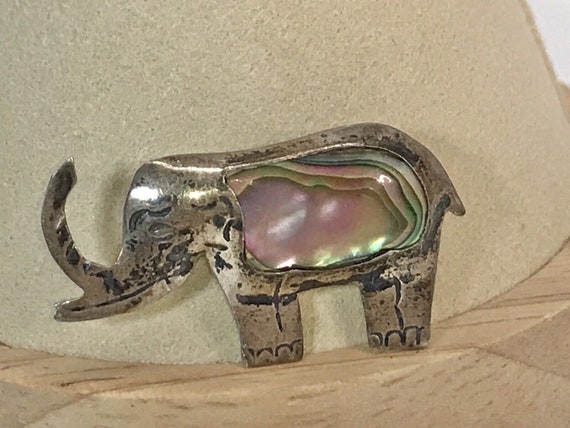 Vtg 925 Sterling Silver Elephant Brooch Marked Me… - image 4