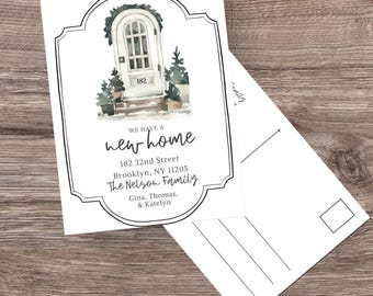 Karta informująca o przeprowadzce do nowego domu: do samodzielnego wydruku (szablon Canva)