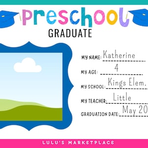 Preschool Graduation Keepsake: Fill-In Interview, Handprint Art (PDF Download)