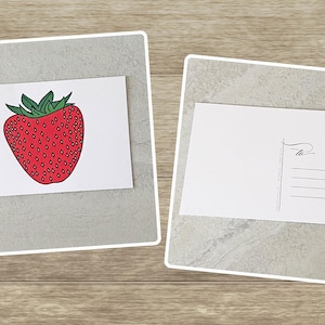 Grand lot de 6 cartes postales de papeterie aux fraises et aux fruits