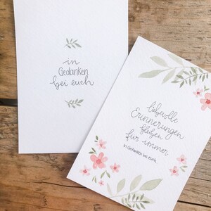Ensemble de 2 cartes de condoléances peintes à la main