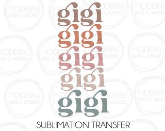 Gigi Boho Distressed Stacked Sublimationstransfer, fertig zum Pressen