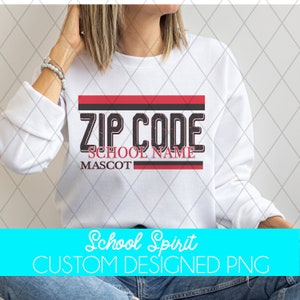 Custom Zip Code School Spirit Mascot Design, Team and Business Designs, PNG File, JPEG File, Digital Download