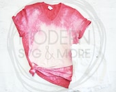 Bleached Shirt Styled Mockup, Bleached Shirt Flat Lay Styled Mockup, Anvil 6750VL Heather Red V-Neck Mockup