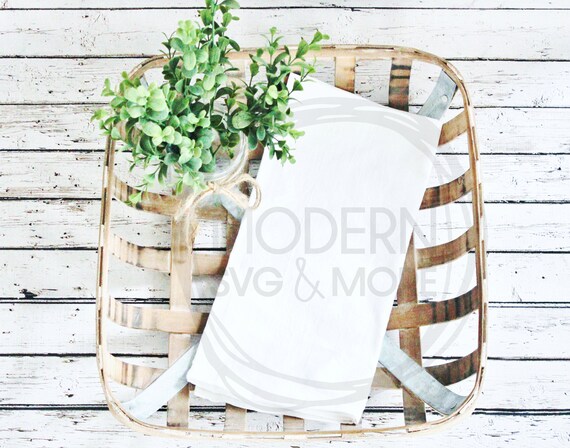 Farmhouse Tea Towel Styled Mockup Kitchen Towel Flat Lay