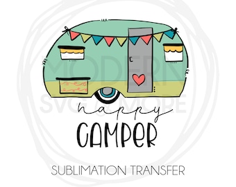 Happy Camper Retro Sublimation Transfer, Ready to Press