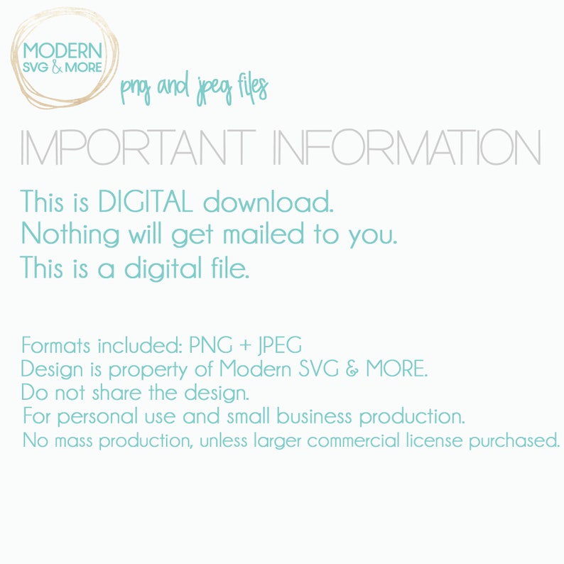 K&ouml;nnte beinhalten: Digitaler Download-Grafik mit dem Text "IMPORTANT INFORMATION". Das Bild enth&auml;lt den Text "png and jpeg files" und "This is DIGITAL download. Nothing will get mailed to you. This is a digital file."