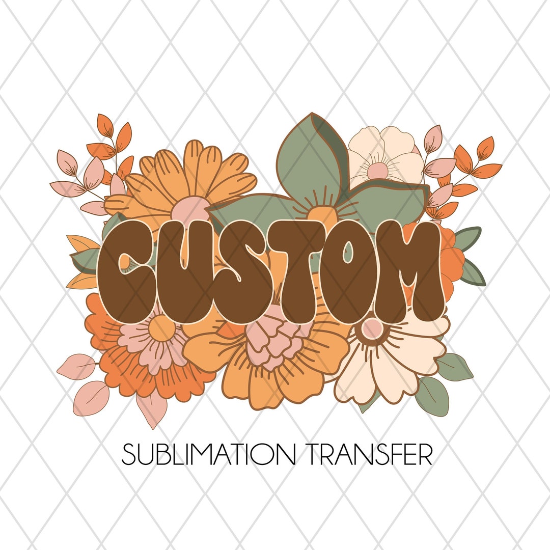Custom Text Vintage Retro Boho Distressed Stacked Sublimation Transfer ...