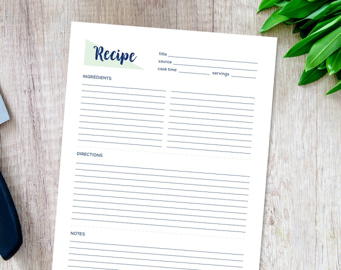Recipe Page, Recipe Printable, Recipe Card, Recipe Template, Recipe ...