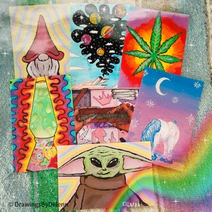 Psychedelic Bunte Regenbogen Funky Stoner Kunst, Mini und Full Size Prints und Print Packungen