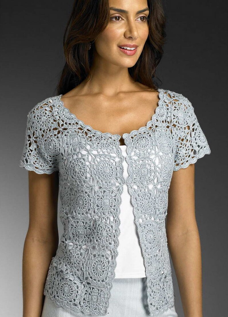 Classic crochet jacket PATTERN motif crochet jacket tutorial Etsy