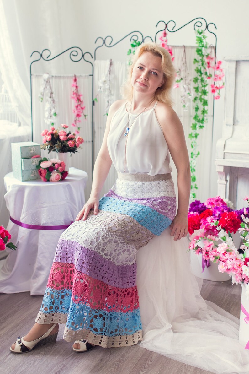 Summer Long Skirt Crochet PATTERN Motifs Skirt Tutorial Etsy