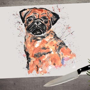 Mops Schneidebrett, Arbeitsplattenschoner, Schneidebrett, Glas Schneidebrett, Geschenk zur Hochzeit, Landhausküche Mops
