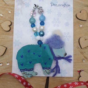 Polar bear tree decoration, Christmas tree, polar bear, wooden tree decoration, hand painted, Christmas tree decoration