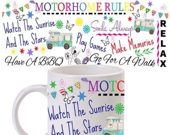 Campervan mug, campervan gift, caravan, ceramic mug, motorhome mug, motorhome gift, motorhome rules mug