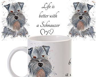 Schnauzer mug, ceramic mug, schnauzer, dog lover gift, Christmas gift, dog mug