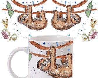 Sloth mug, ceramic mug, sloth, sloth lover gift, personalised mug, cute mug