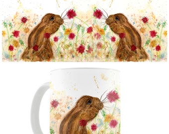 Hare mug, hare gift, hare, rabbit, ceramic mug, hare ceramic mug, animal mug, country kitchen, rabbit mug