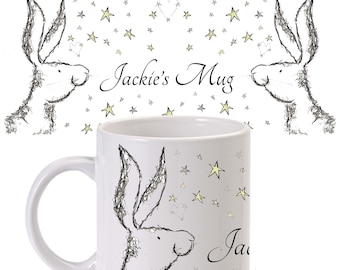 Rabbit mug, hare mug, ceramic mug, country kitchen, personalised mug, personalised gift, Christmas gift