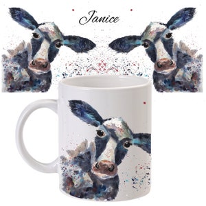 Kuh Becher, Kuh Geschenk, schwarz und weiß Kuh, Kuh, Keramikbecher, Kuh Keramikbecher, Tierbecher, personalisierter Becher