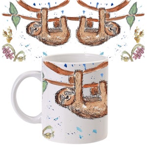 Faultier Becher, Keramikbecher, Faultier, Faultier Liebhaber Geschenk, personalisierter Becher, niedlicher Becher