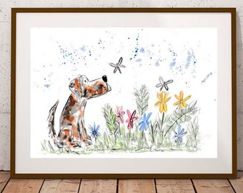 Giclee print, Dog PRINT, watercolour print, dog illustration, art print, dog lover gift, dog painting, dog wall art