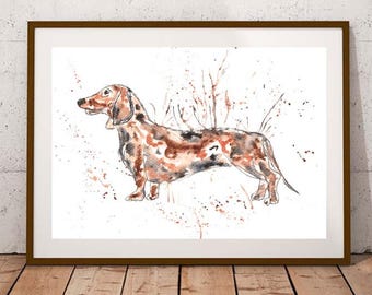 Giclee print, Dachshund PRINT, watercolour print, dog illustration, art print, dog lover gift, dog painting, dog wall art