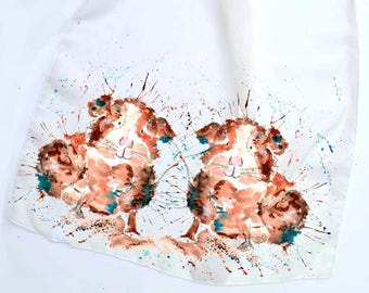 Chiffon scarf, guinea pig scarf, animal scarf, cream scarf, unique scarf, Christmas gift, for her, guinea pig lovers gift