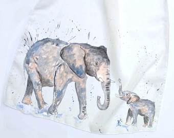 Chiffon scarf, elephant scarf, animal scarf, cream scarf, unique scarf, Christmas gift, for her