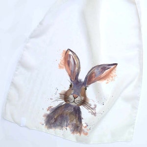 Chiffon scarf, rabbit scarf, animal scarf, cream scarf, unique scarf, Christmas gift, for her, rabbit lovers gift