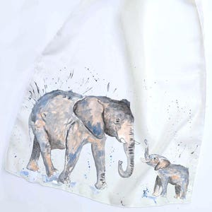 Chiffon scarf, elephant scarf, animal scarf, cream scarf, unique scarf, Christmas gift, for her