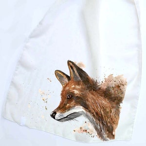 Chiffon scarf, fox scarf, animal scarf, cream scarf, unique scarf, mothers day gift, for her, fox lovers gift