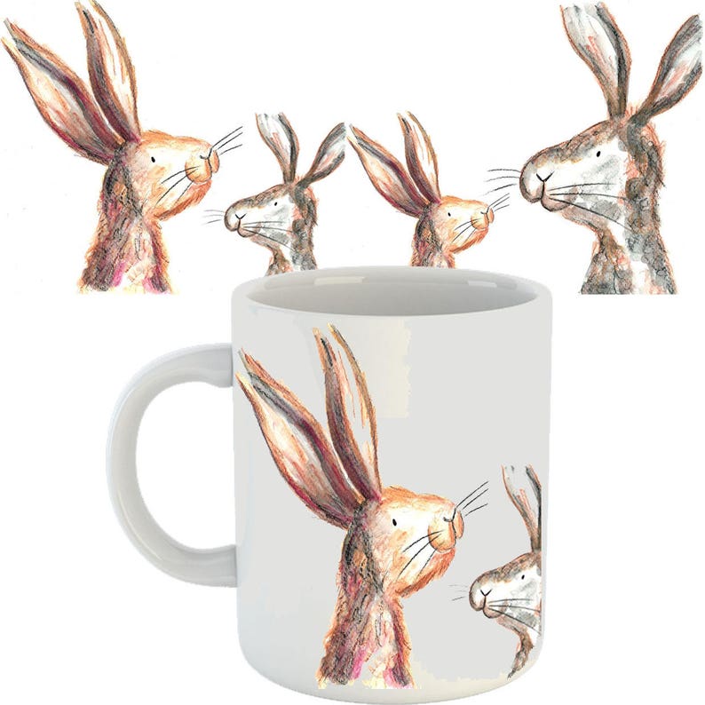 Rabbit Mug Hare Mug Ceramic Mug Country Kitchen Etsy