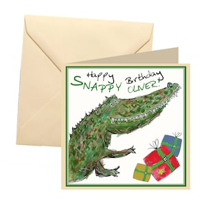 Tarjeta de cumpleaños de cocodrilo, tarjeta de cumpleaños infantil, tarjeta de felicitación, tarjeta de cumpleaños, tarjeta de cocodrilo, tarjeta de cumpleaños, tarjeta de edad, personalizada
