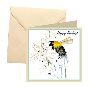 Bee birthday card, Happy Beeday, greetings card, birthday card, bee card, funny birthday card