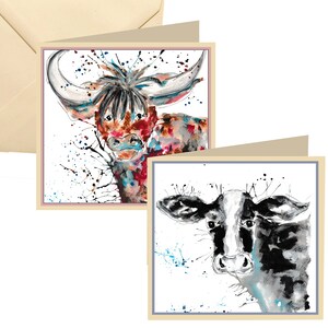 Multi pack cow cards, cow greetings card, highland cow card, pack of cards, 6 pack of cards, cow cards
