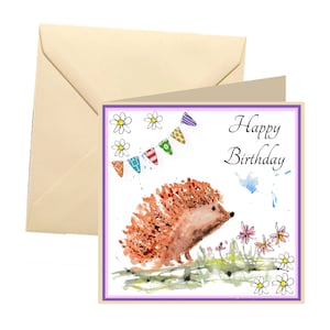 Carte d'anniversaire hérisson, carte vierge, jolie carte d'anniversaire, carte d'anniversaire, anniversaire, carte hérisson pour maman