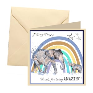 Tarjeta de maestro elefante, tarjeta de maestro personalizada, tarjeta de maestro, tarjeta de maestro linda, tarjeta personalizada