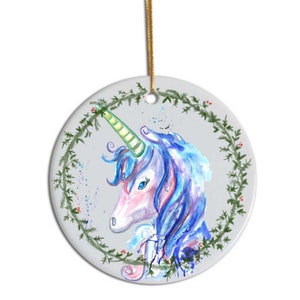 Unicorn tree decoration, Personalised Christmas decoration, unicorn christmas, personalised decoration, ceramic, gift