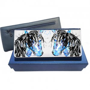 Monedero de caballo, bolso marino, bolso de cuero, regalo de caballo, billetera de caballo, bolso de cuero de caballo, caballo azul