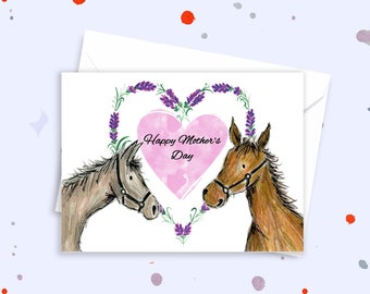 Cartão de dia das mães, cartão de dia das mães de cavalo, amante de cavalos, cartão para mãe, dia das mães personalizado