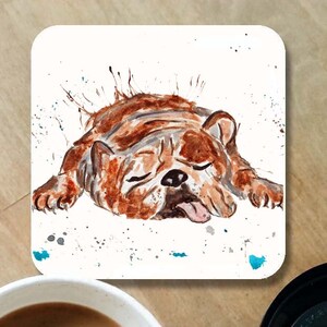 Bulldog coaster, dog art coaster, bulldog, wooden coaster, personalised coaster, kitchenware, dog decor, dog gift