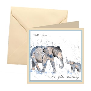 Elefant Geburtstagskarte, Blankokarte, Grußkarte, Geburtstagskarte, Elefantenkarte, Elefantenfamilie