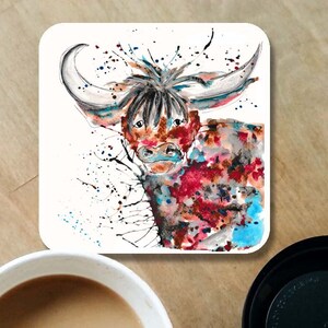 Highland cow coaster, cow coaster, wooden coaster, personalised coaster, hand made coasters, kitchenware, highland cow, cow, highlands