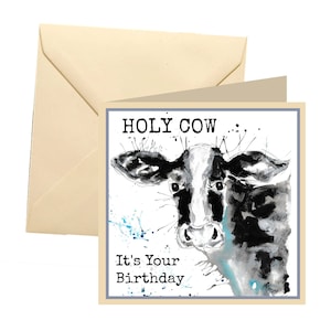 Funny card, cow greetings card, blank card, greetings card, birthday card, cow card, fun birthday