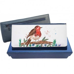 Robin purse, navy purse, leather purse, robin gift, robin wallet, robin leather purse, robin lover, robin