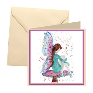 Tarjeta en blanco de hadas, tarjeta en blanco, tarjeta de felicitación, tarjeta de cumpleaños, cumpleaños de hadas, tarjeta de hadas linda, tarjeta para ella, tarjeta de agradecimiento, tarjeta de notas