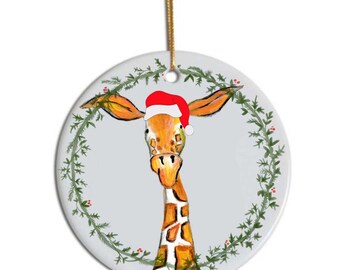 Giraffe tree decoration, Personalised Christmas decoration, giraffe christmas, babies 1st christmas decoration, ceramic