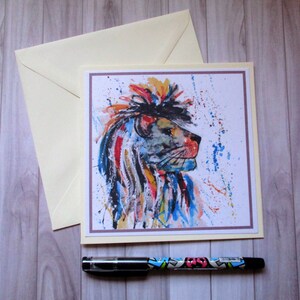 Lion greetings card, blank card, greetings card, birthday card, note card, thank you card, lion thank you card, lion card, lion image 2